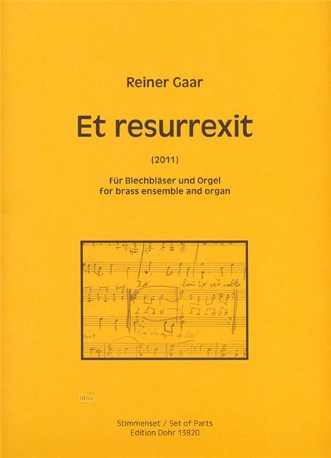 Reiner Gaar: Et resurrexit für Blechbläser und Orgel (2011), Noten