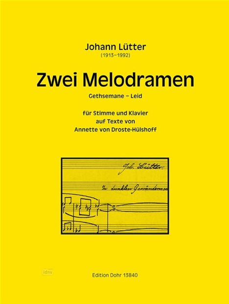 Zwei Melodramen für Stimme und Klavier, Noten