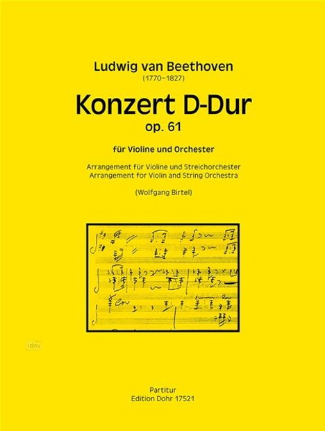 Ludwig van Beethoven: Konzert D-Dur op. 61, Noten