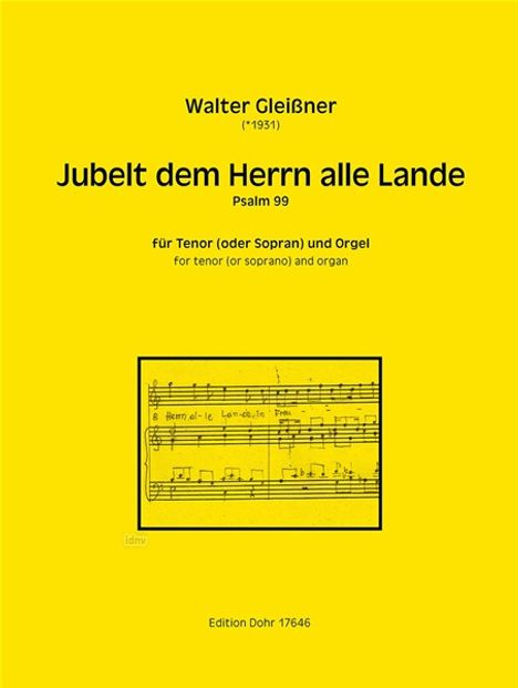 Jubelt dem Herrn alle Lande (Psalm 99) für Tenor (oder Sopran) und Orgel (1977), Noten