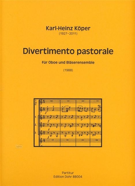 Karl-Heinz Köper: Divertimento pastorale für Oboe und Bläserensemble (1988), Noten