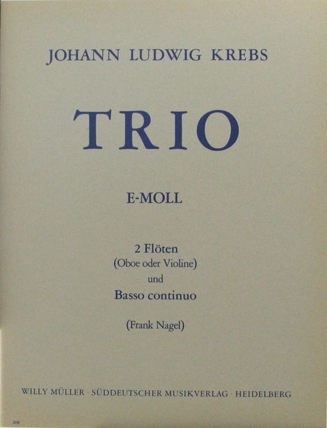 Johann Ludwig Krebs: Krebs, Johann Ludwig:Trio e-Moll /SP/SS /2 Fl/, Noten