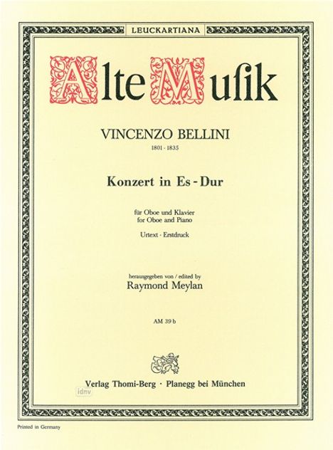 Vincenzo Bellini: Bellini,V.          :Konzert f. Ob... /Ob/Klav /BR, Noten