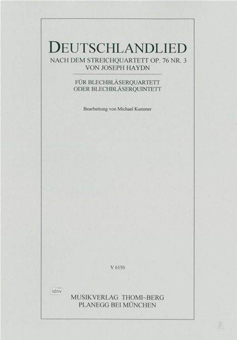 Joseph Haydn: Deutschlandlied für Blechbläse, Noten