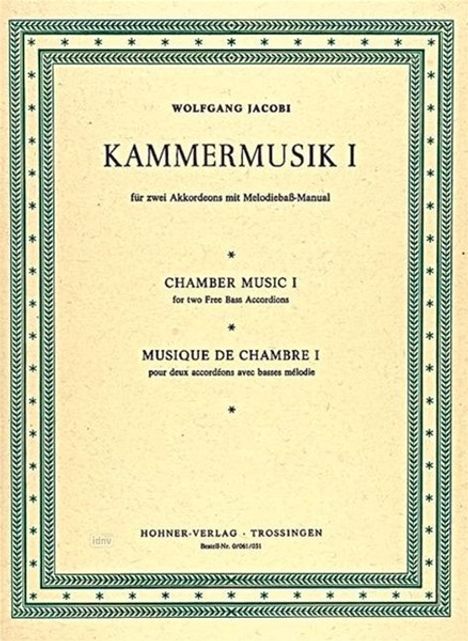 Wolfgang Jacobi: Kammermusik I, Noten