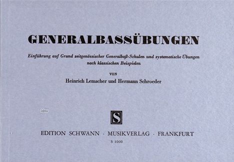 Heinrich Lemacher: Generalbaßübungen, Noten