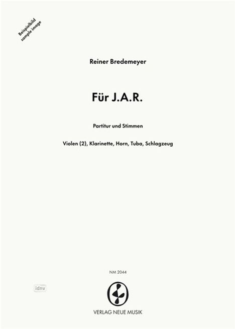 Reiner Bredemeyer: Für J.A.R., Noten