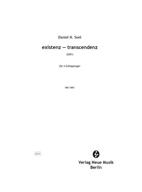 Daniel N. Seel: existenz - transcendenz, Noten