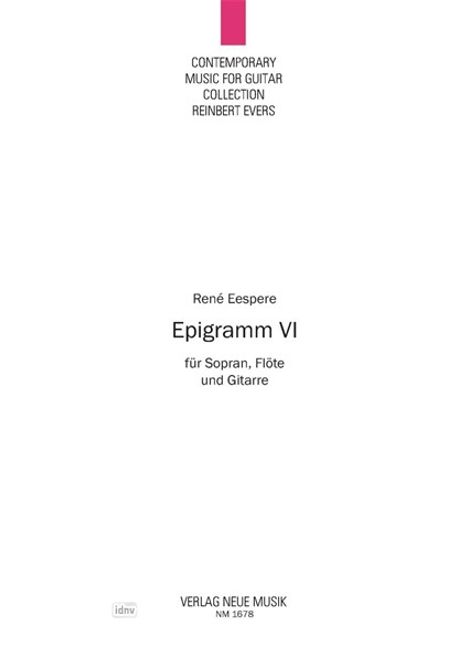 Epigramm VI für Sopran, Flöte und Gitarre, Noten
