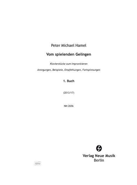 Peter Michael Hamel: Vom spielenden Gelingen Klavier, Noten