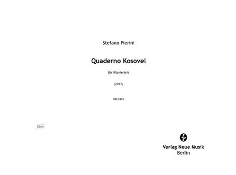 Stefano Pierini: Quaderno Kosovel für Klaviertrio (2017/18), Noten