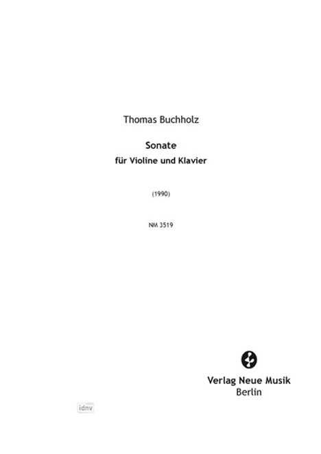 Thomas Buchholz: Sonate für Violine und Klavier (1990), Noten