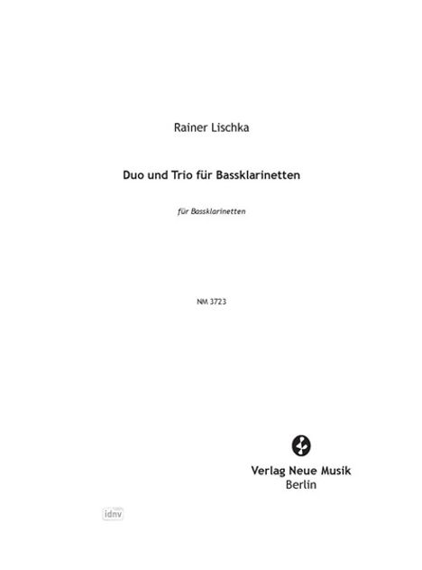 Rainer Lischka: Duo und Trio für Bassklarinetten, Noten
