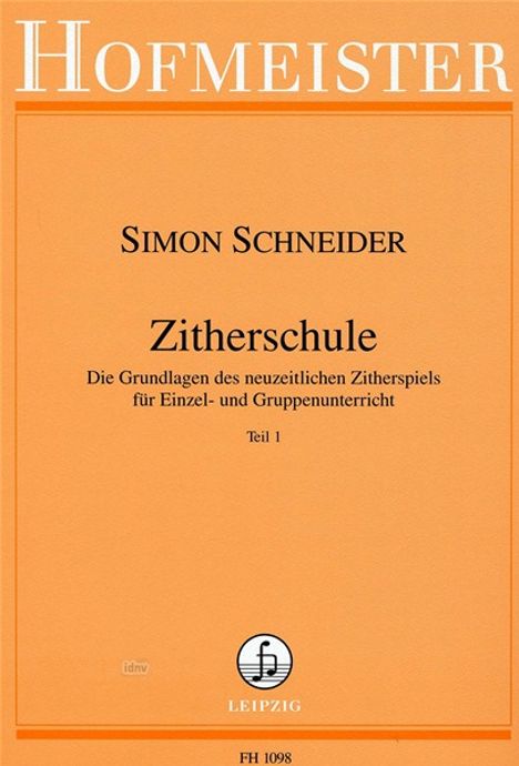 Simon Schneider: Zitherschule, Teil 1, Noten