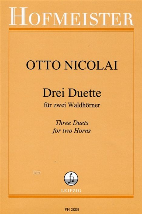 Otto Nicolai: 3 Duette, Noten