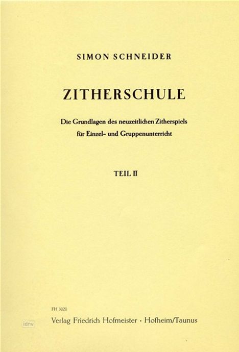 Simon Schneider: Zitherschule, Teil 2, Noten