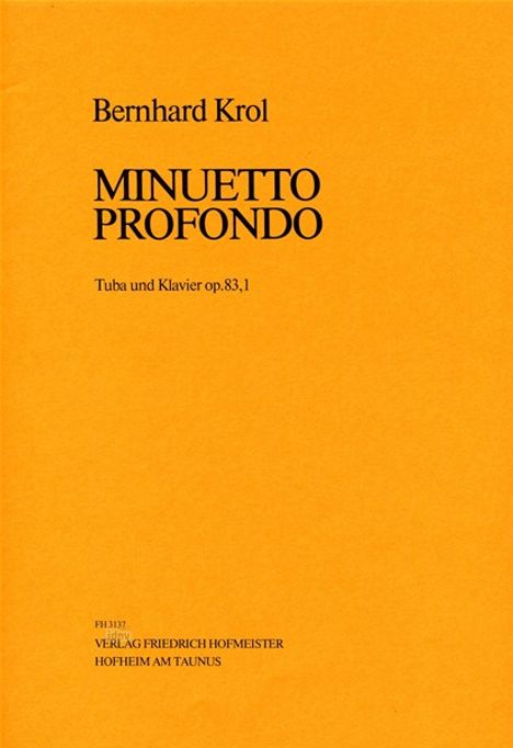 Bernhard Krol: Minuetto profondo op. 83,1, Noten