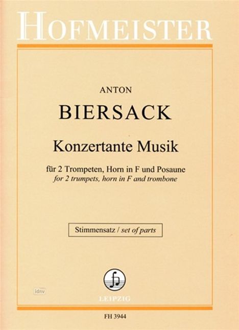 Anton Biersack: Konzertante Musik 2 Trompeten, Horn in F und Posaune, Noten