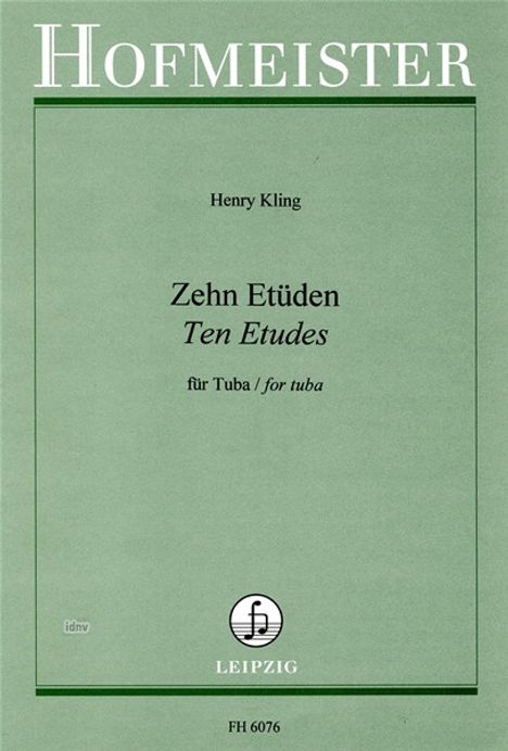 Henry Kling: 10 Etüden, Noten