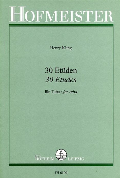 Henry Kling: 30 Etüden, Noten