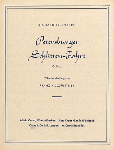 Richard Eilenberg: Petersburger Schlittenfahrt op, Noten