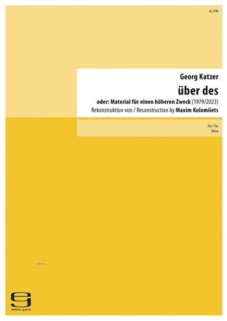 Georg Katzer: über des für Oboe (1979/2023), Noten