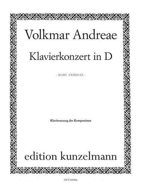 Volkmar Andreae: Klavierkonzert D-Dur, Noten