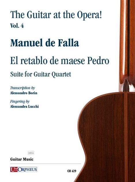 The Guitar at the Opera! Vol. 4, Manuel de Falla, Suite for Guitar Quartet. Holzelement einer klassischen Gitarre.