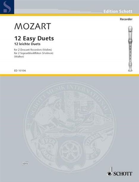 Wolfgang Amadeus Mozart: 12 leichte Duette KV 487, Noten