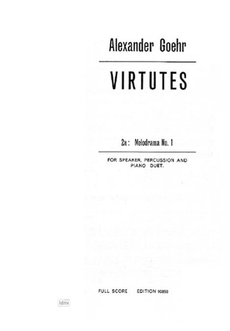 Alexander Goehr: Virtutes, Noten