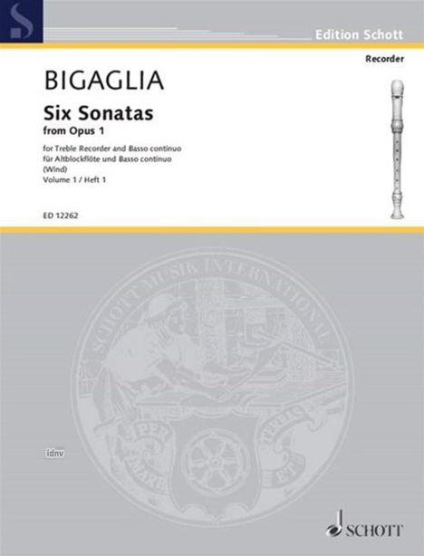 Diogenio Bigaglia: Bigaglia, Diogenio  :6 Son. op. 1 /E /Bfl-a/BC, Noten