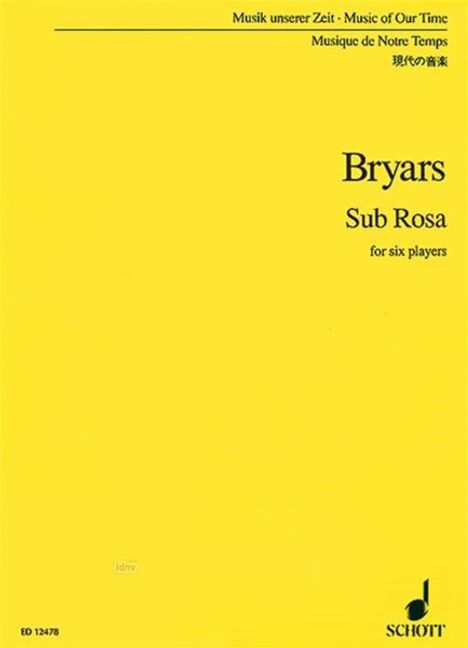 Gavin Bryars: Sub Rosa, Noten