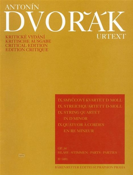 Antonin Dvorak: Streichquartett Nr. 9 d-Moll o, Noten