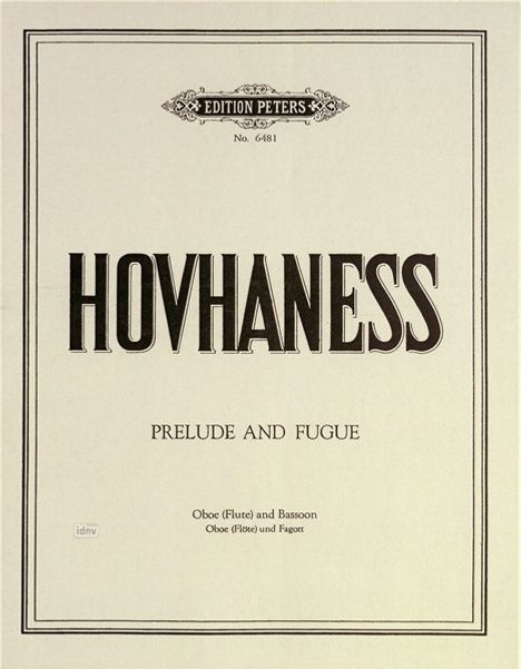 Alan Hovhaness: Präludium und Fuge für Oboe (Flöte) und Fagott op. 13, Noten