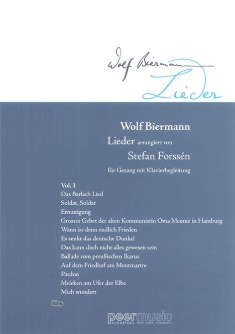 Lieder Vol. 1, Noten