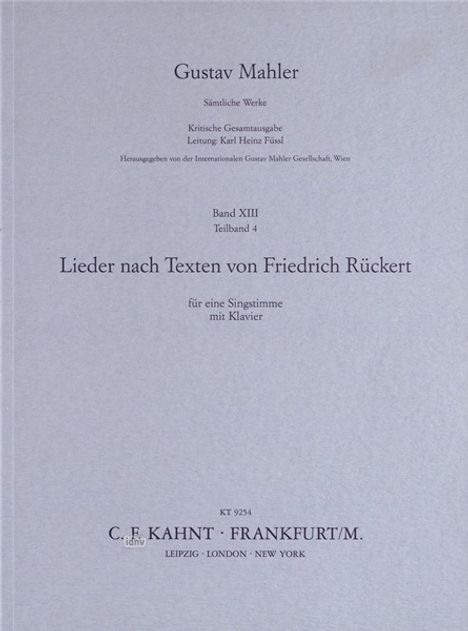 Gustav Mahler: Mahler, Gustav      :Lieder nach Texten v. Fri, Noten