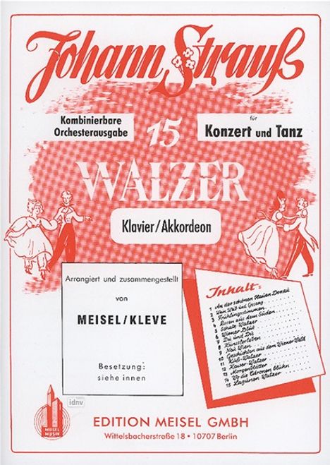 Johann Strauss II: 15 Walzer von Strauß, Noten