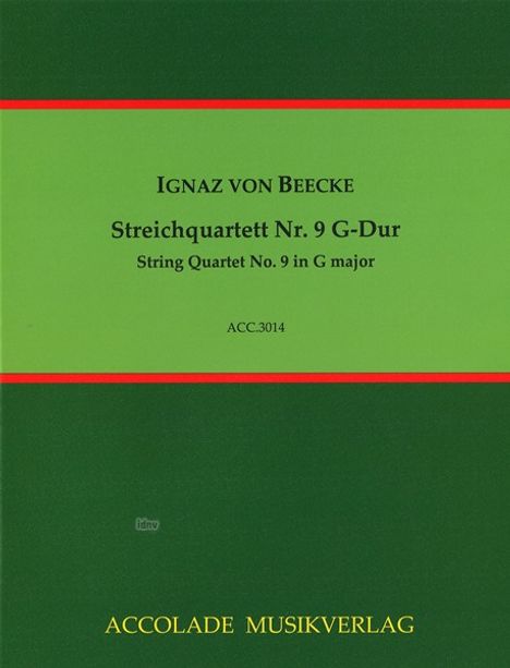 Ignaz von Beecke: Streichquartett Nr. 9 G-Dur, Noten