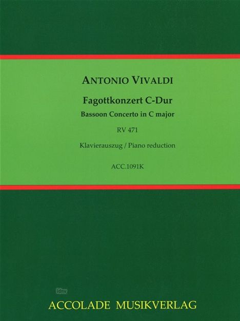 Antonio Vivaldi: Konzert für Fagott, Streicher, Noten