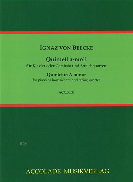Ignaz von Beecke: Quintett für Klavier und Streichquartett a-moll, Noten