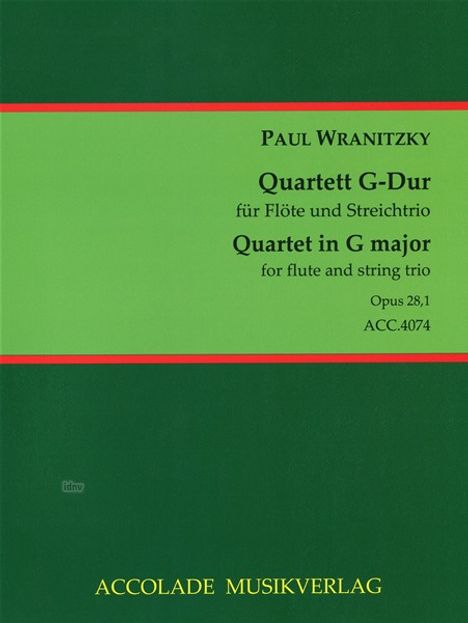 Paul Wranitzky: Quartett Nr. 1 für Flöte, Violine, Viola und Violoncello G-Dur op. 28,1, Noten