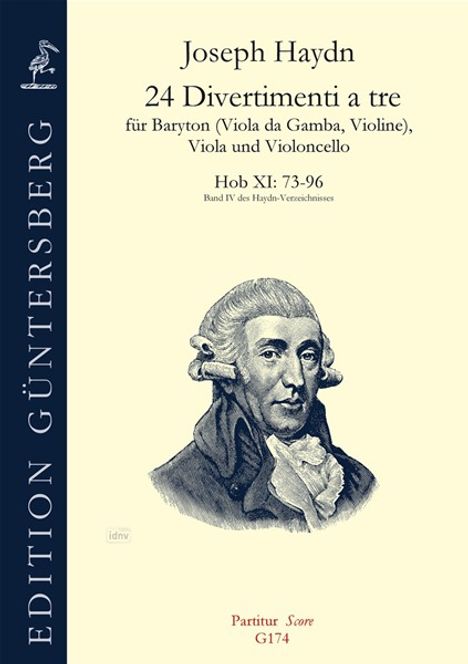 Joseph Haydn: 24 Divertimenti a tre, Barytontrios 73-96 Nr. 73-96 Hob. XI:73-96, Noten