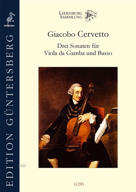 Giacobo Cervetto: Drei Sonaten für Viola da Gamba und Basso Op. 2, Noten