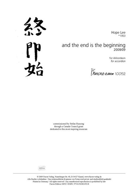 Hope Lee: and the beginning is the end, Noten