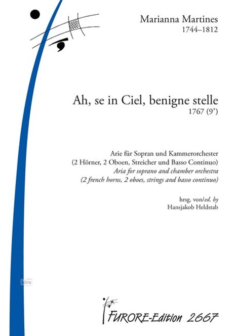 Marianna Martines, 1744-1812. "Ah, se in Ciel, benigne stelle." Arie für Sopran und Kammerorchester. Furore-Edition 2667.
