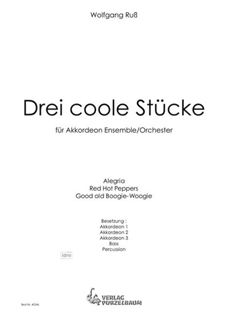 Wolfgang Ruß: Drei coole Stücke für Akkordeon Orchester/Ensemble, Noten