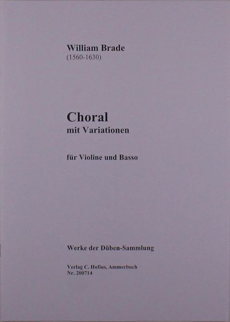 William Brade: Choral mit Variationen Violine, Basso Continuo, Noten