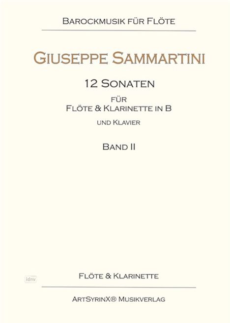 Giuseppe Sammartini: 12 Sonaten für Flöte und Klarinette in B und Klavier, Noten