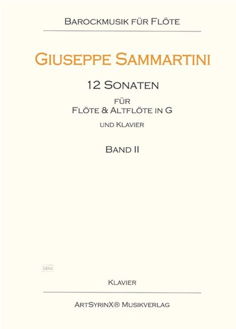 Giuseppe Sammartini: 12 Sonaten für Flöte und Altflöte in G und Klavier, Noten