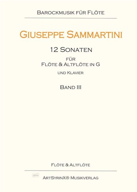 Giuseppe Sammartini: 12 Sonaten für Flöte und Altflöte in G und Klavier, Noten